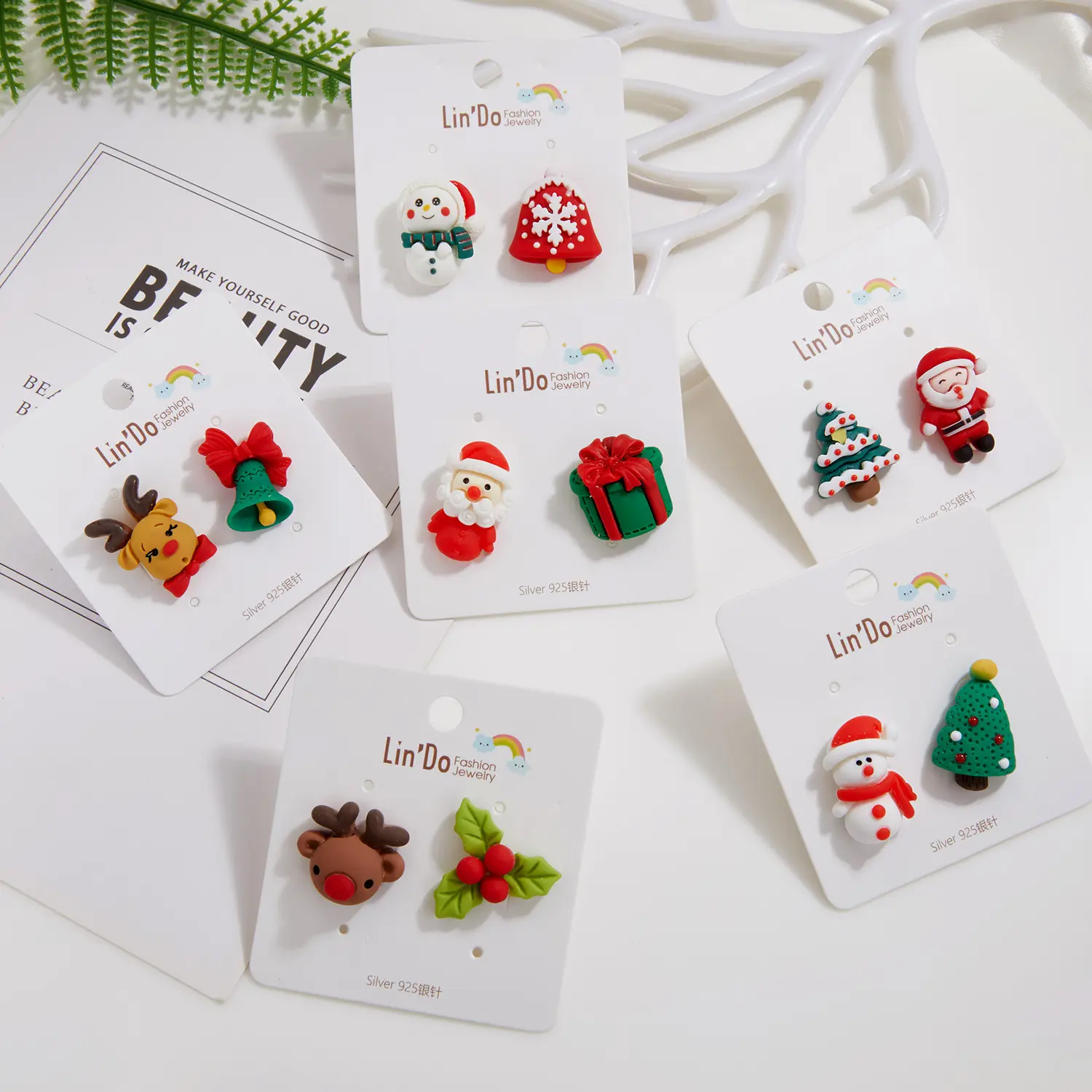 HOVANCI Fashion creative santa snowman christmas gift ideas jewelry 10 handmade polymer christmas earrings