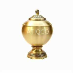 Solid Brass Metal Cremation Urn Adult American Style Latest Modern Design Gold <b>Jar</b> Stylish Attractive - Product Image 3