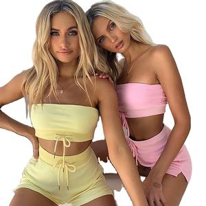 Combinaison de sport 2 pièces pour femme avec logo personnalisé, respirante, broderie florale, short cycliste en fourrure avec boutons décoratifs, grandes tailles - Product Image 5