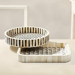 SHEERI HANDICRAFTS Resin Handmade Classic Multifunction Storage Serving Tray Luxury Home Decor Wholesale Exporter - Product Image 5