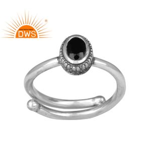 ธรรมชาติสีดำนิลแหวนพลอยชนเผ่าผู้ผลิตเครื่องประดับเงินใหม่ชาติพันธุ์ดู925เงินรอบปรับก้านแหวนเครื่องประดับ - Product Image 1