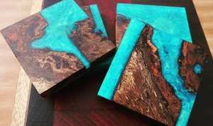 Posavasos de madera y resina, juego de posavasos de madera y resina, tamaño personalizado, fabricación profesional, precio barato - Product Image 2