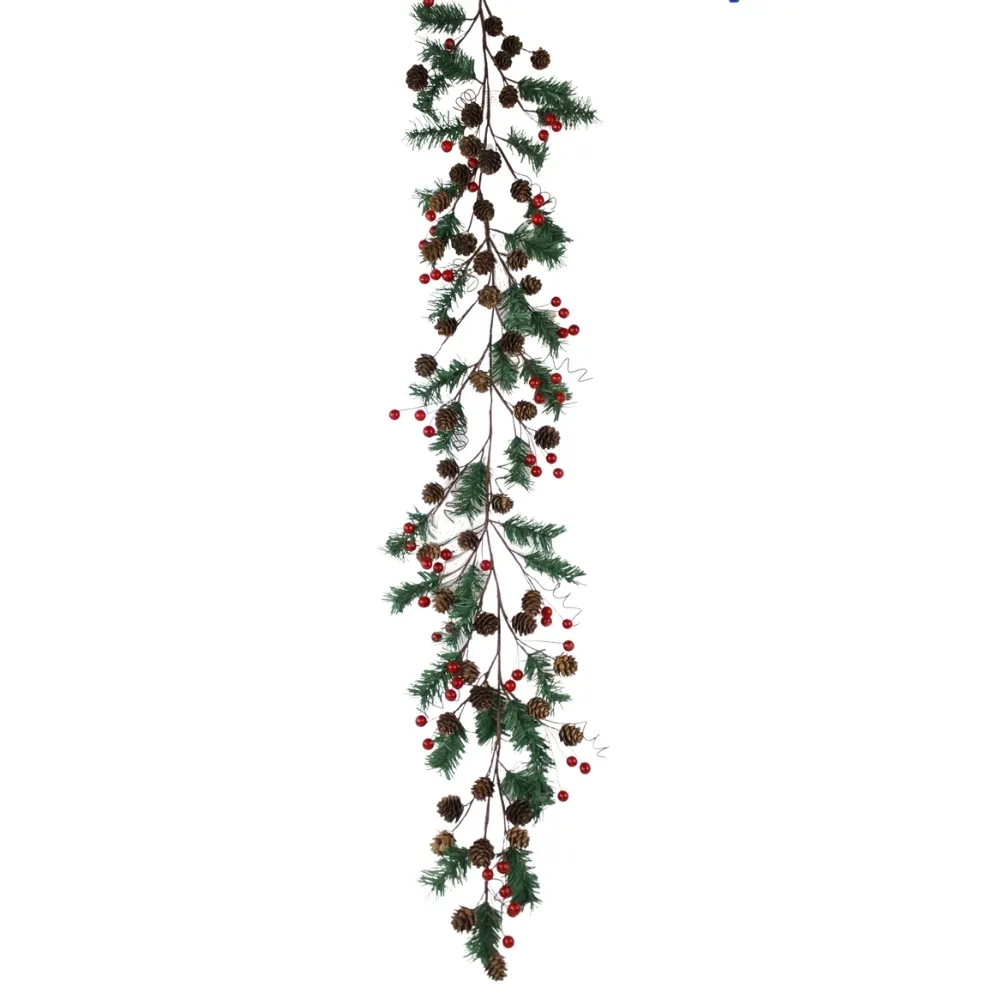 인공 소나무 콘 레드 베리 소나무 바늘 홈 오피스 휴일 축제 장식 도매 79116 크리스마스 화환 및 화환