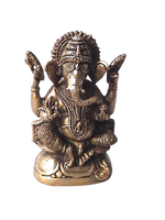 KALAVASTU Statue religieuse indienne antique Ganesha et vache coulée décorative en métal de couleur laiton faite à la main pour un usage domestique
