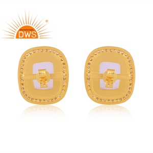 ต่างหูห้อยเงินแท้สำหรับผู้หญิงดีไซน์แบบแฮนด์เมดทำจากหินควอตซ์และเพทายสีขาวดีไซน์แบบทำด้วยมือ - Product Image 4