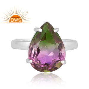 แหวนควอตซ์แบบซ้อนได้ทำด้วยมือของผู้ผลิตแหวนซ้อนได้ทำจากเงินแท้ธรรมชาติแบบคู่คู่จากแตงโม - Product Image 2