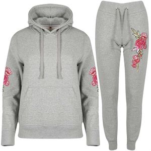 Último diseño personalizado para mujer Floral Rosa bordado Sudadera con capucha camisetas gimnasio chándal - Product Image 2