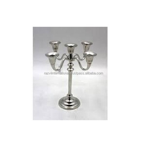 High Quality Antique Design 5-Arms Handmade Metal Candelabra Nickle Plated with Elegant <b>Candle</b> <b>Holders</b> & <b>Lanterns</b> - Product Image 3