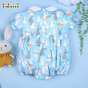 Babeeni - Mamelucos de Burbuja para Bebé Niña, Diseño de Conejito de Pascua y Huevos, 100% Algodón, Certificado OEKO-TEX, Manga Corta, Cierre con Botones a Presión, ODM - Product Image 6