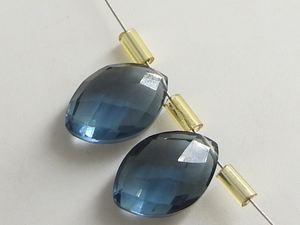 Boucles d'oreilles à facettes en quartz bleu londres faites à la main 12X8MM Marquise Briolette Teardrop Loose Crystal Lampwork Glass Beads Crystal - Product Image 3