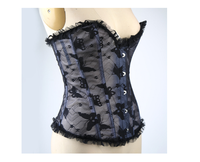 Las mujeres Steampunk mariposa transparente de acero deshuesada Overbust Corset Sexy de encaje