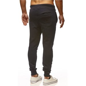 Pantalon de jogging noir et personnalisé pour hommes, vêtement éponge française en coton, à rayures latérales - Product Image 1