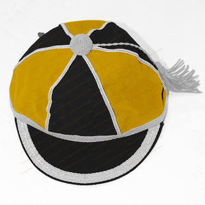 Gorras de críquet holgadas personalizadas, gorras de honor rojas con trenza dorada y borla - Product Image 5