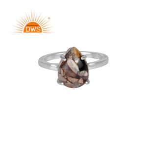 Bague de pierre précieuse en cuivre naturel, collection 925, opale éthiopienne, argent Sterling cintré, gros - Product Image 1