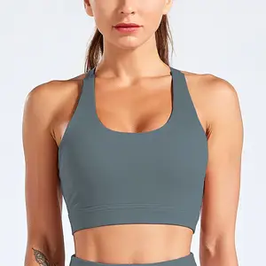 Bra Olahraga Wanita, Bra Push Up Crop Top Fitness Gym Bernafas Atasan Seksi Berlari Yoga