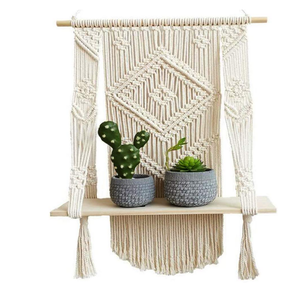 Tapiz de borlas tejido a mano, nuevo estilo, estante de madera, dormitorio, sala de estar - Product Image 1