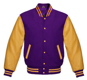 Qualité supérieure 2025 plaine varsity veste hommes baseball vestes d'hiver avec manches en cuir col rond bouton vers le haut manteau pour hommes - Product Image 3