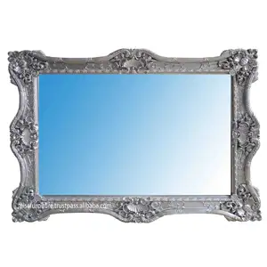 Specchi per comò da parete per trucco barocco francese argento di lusso intagliato in legno