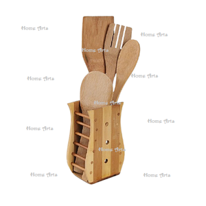 Soporte para cubiertos de madera de 4 compartimentos con la forma personalizada de la más alta calidad Soporte para cubiertos de cocina para los más vendidos - Product Image 2