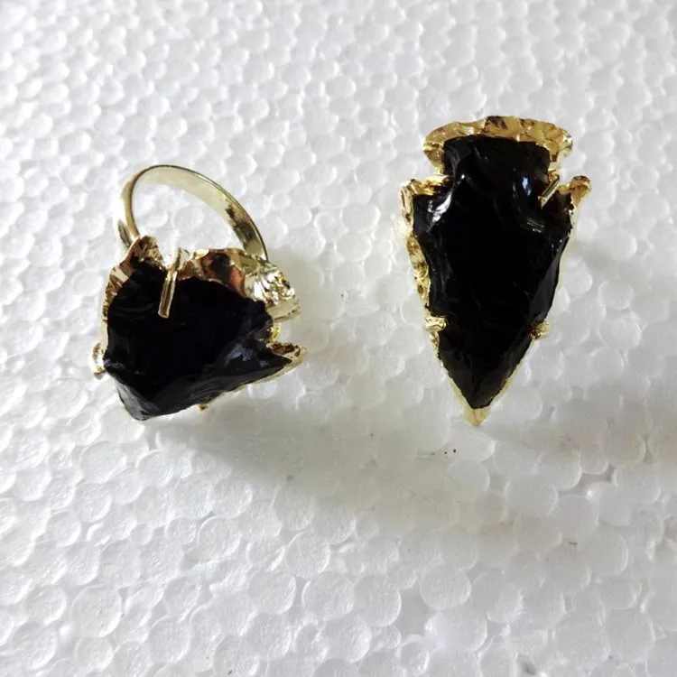 Wholesale Arrowhead Rings : Black Obsidian Arrowheads Rings