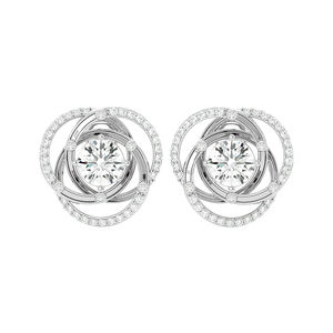 Hermosos pendientes de oro blanco puro de 14 quilates con diamantes reales Excelente relación calidad-precio - Product Image 1