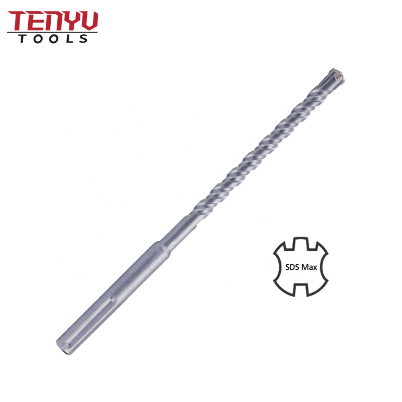 S4 Flute Carbide Cross Head Tip SDS Max Hammer Drill Bit for Concrete Hard Stone Marble Rock Drilling