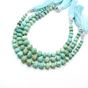 Cuentas sueltas de turquesa de Arizona Natural, piedra preciosa de plata con forma redonda lisa de 8 pulgadas para la fabricación de joyas - Product Image 3