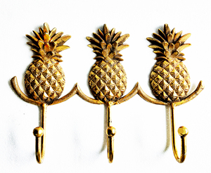 Pineapple <b>Wall</b> Hooks Metal 5 Hooks <b>Rail</b> - Product Image 2