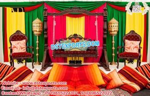 Gujarati boda madera artesanía columpio boda tradicional madera Sangeet escenario columpio boda india antiguo columpio venta EE. UU. - Product Image 5