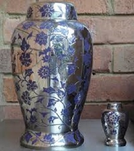 <b>Large</b> Selling Metal Enamel Silver Finished Cremation <b>Urn</b> Custom made Funeral Keepsake Human Ashes Metal <b>Urns</b> - Product Image 5