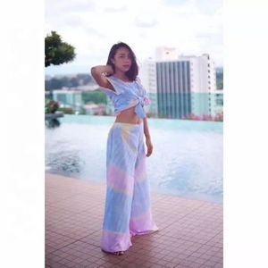 Envío de la gota, conjunto de dos piezas vestido de las mujeres de Otoño de 2021 vendaje sexy tie dye manga corta de dos piezas ropa de pantalón para las mujeres - Product Image 1