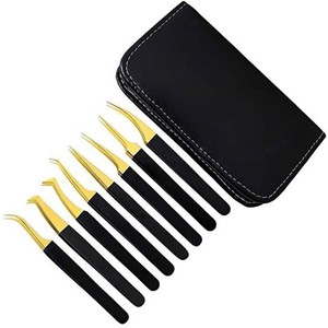 Pinzas para Pestañas de Acero Inoxidable de Alta Calidad, Duraderas y Precisas, con Patrón de Diamante, Instrumentos Profesionales Puntiagudos de Primera Calidad - Product Image 2