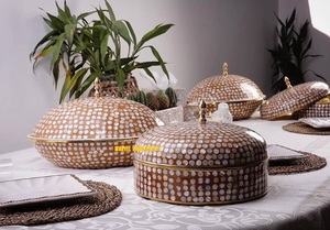 Casseroles de service du Ramadan eid, artisanat en métal, marmite chauffante, ornements artisanaux, bols isolés, ensemble de vaisselle - Product Image 2