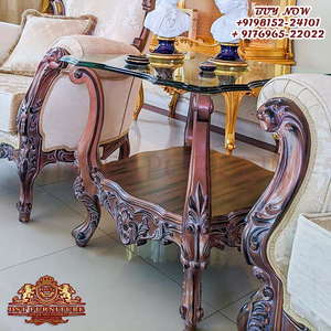Baroque Style Dark Walnut Finish Sofa Set Maharaja Style Handicraft Teak Wood Sofa Set Royal 8 Seater Sofa Set in Walnut Finish - Product Image 4