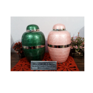 BRASS <b>LARGE</b> BURIAL CREMATION <b>URN</b> for HUMAN ASHES AMERICAN STYLE ADULT FUNERAL <b>URN</b> by BRASSWORLD INDIA (MODEL BRU-4194) - Product Image 1
