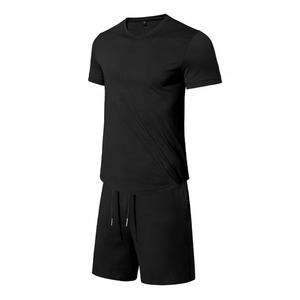 Vente directe en gros d'usine d'ensemble de survêtement 2 pièces pour hommes ensemble t-shirt et short personnalisés Ensemble t-shirt ample + short - Product Image 6