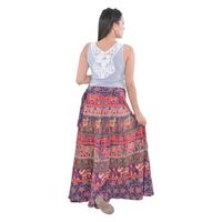 Jupe longue en satin imprimé éléphant, coton biologique, taille plus, décontractée, écologique, respirante, fabriquée à la main en Inde, pour femmes, été, 2 pièces