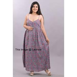 Top de Fiesta de Verano para Mujer, Estampado a Mano Indio, 100% Algodón, Largo hasta el Suelo, Holgado, Floral, Estilo Bohemio, Formal, Lavable, Tejido Natural - Product Image 4