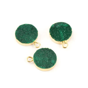 Fabricante profesional de oro de 24 quilates, electrochapado, azúcar verde, drusa, conectores de una sola bola, fabricación de colgantes diy, suministros de joyería - Product Image 1