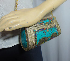 Bolso de Mano Tipo Clutch con Mosaico de Piedras Antiguo - Product Image 6
