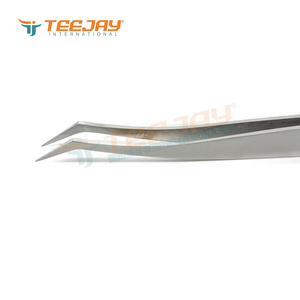 Pince à épiler TEEJAY en acier inoxydable poli argenté, modèle Seagull Russian Volume, à pointe lisse, 12,5 cm - pour l'isolation des cils - Product Image 4