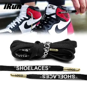 IRun नई डिजाइन 2121 काले शैली "SHOELACES" बनाया उभरा सोने टिप्स के साथ आते हैं shoelaces से 100% कपास कस्टम लोगो