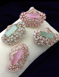 Style traditionnel Vert Onyx Poire Rectangle Pierres Précieuses Boucle D'oreille Impressionnant 925 Argent Plaqué Or Prong Ensemble Zircin Dangle Boucle D'oreille - Product Image 4