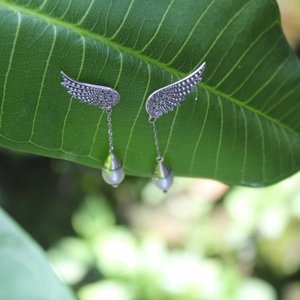 NY-ER116 Elegant Luxurious <b>Drop</b> <b>Earrings</b> with 7.5mm Potato Shape Pearls <b>Sterling</b> <b>Silver</b> Rose Gold Plated - Product Image 4