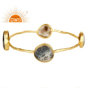 Pulsera de piedras preciosas de ágata para niñas, brazalete de diseño de Plata de Ley 925 chapado en oro amarillo, joyería al por mayor - Product Image 1