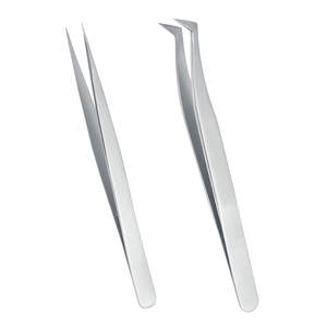 Pince à épiler pour cils en acier inoxydable de haute qualité, pointe droite et aiguisée, durable, réutilisable, option logo personnalisé, GEMSTONE Eyelash - Product Image 1