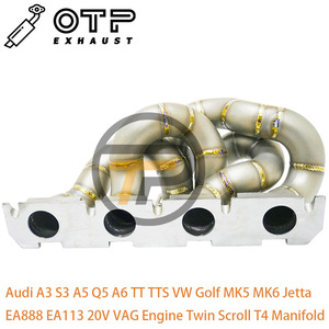 Tuyau d'échappement OTP pour 3 ''Au Di A3 S3 A5 <span class=keywords><strong>Q5</strong></span> A6 TT TTS V W Golf MK5 MK6 Je Tta EA888 EA113 20V VAG Engine Twin Scroll T4 Manifold - Product Image 4
