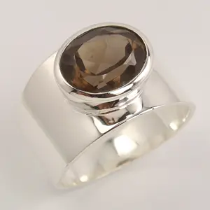 Bague de déclaration simple et luxueuse, en argent Sterling 925, pierre à QUARTZ fumé, disponible en toutes les tailles américaines, vente en gros