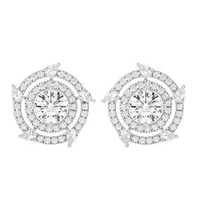 Impresionantes pendientes de diamantes de solitario de oro blanco de 14 quilates, hermoso accesorio de piedras preciosas reales - Product Image 1