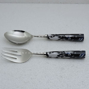 อุปกรณ์ในครัวทำจากสแตนเลสและไม้พร้อมพิมพ์เคลือบอุปกรณ์สำหรับสลัดดีไซน์ใหม่งานแฮนด์เมด - Product Image 4